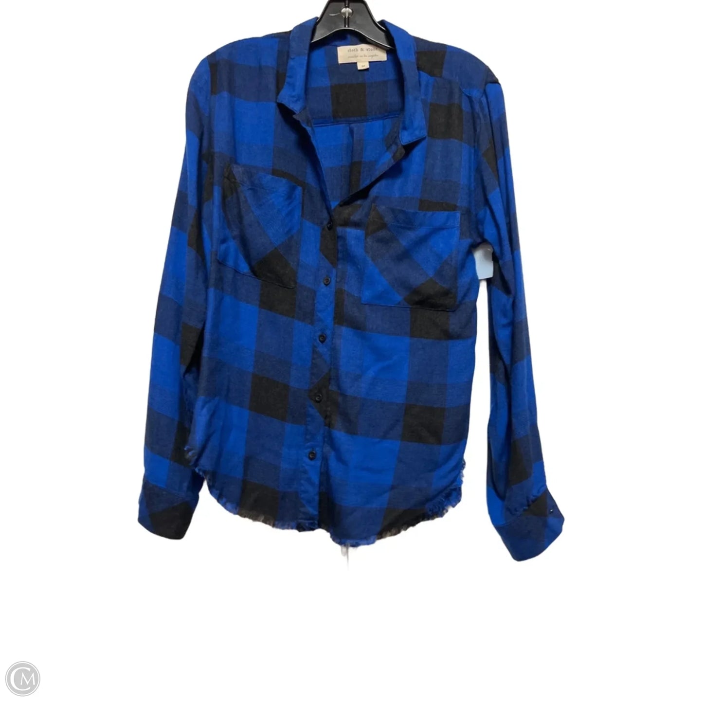 Top Long Sleeve By Cloth & Stone In Plaid Pattern, Size: M