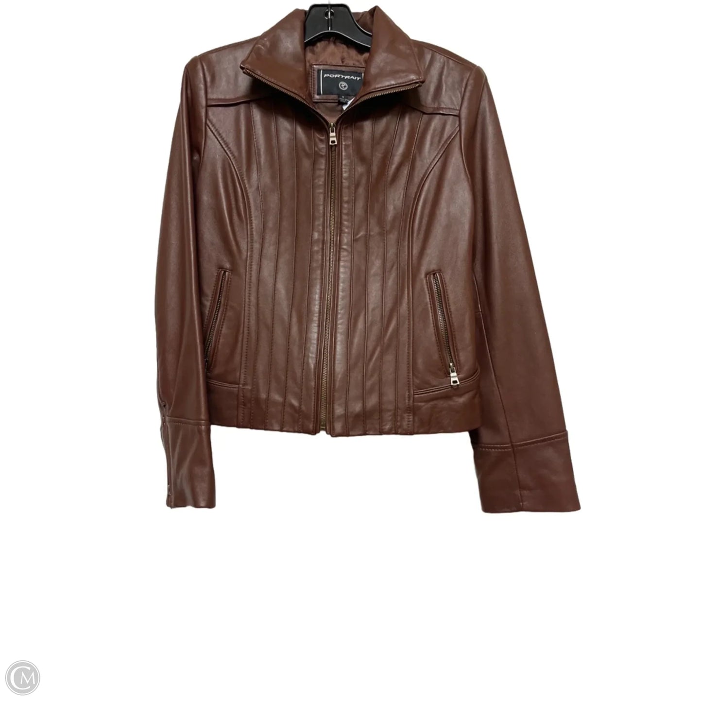 Jacket Leather By Clothes Mentor In Brown, Size: S