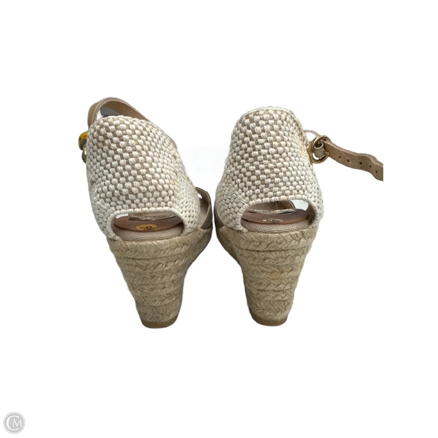 Sandals Heels Wedge By Clothes Mentor In Taupe, Size: 6.5