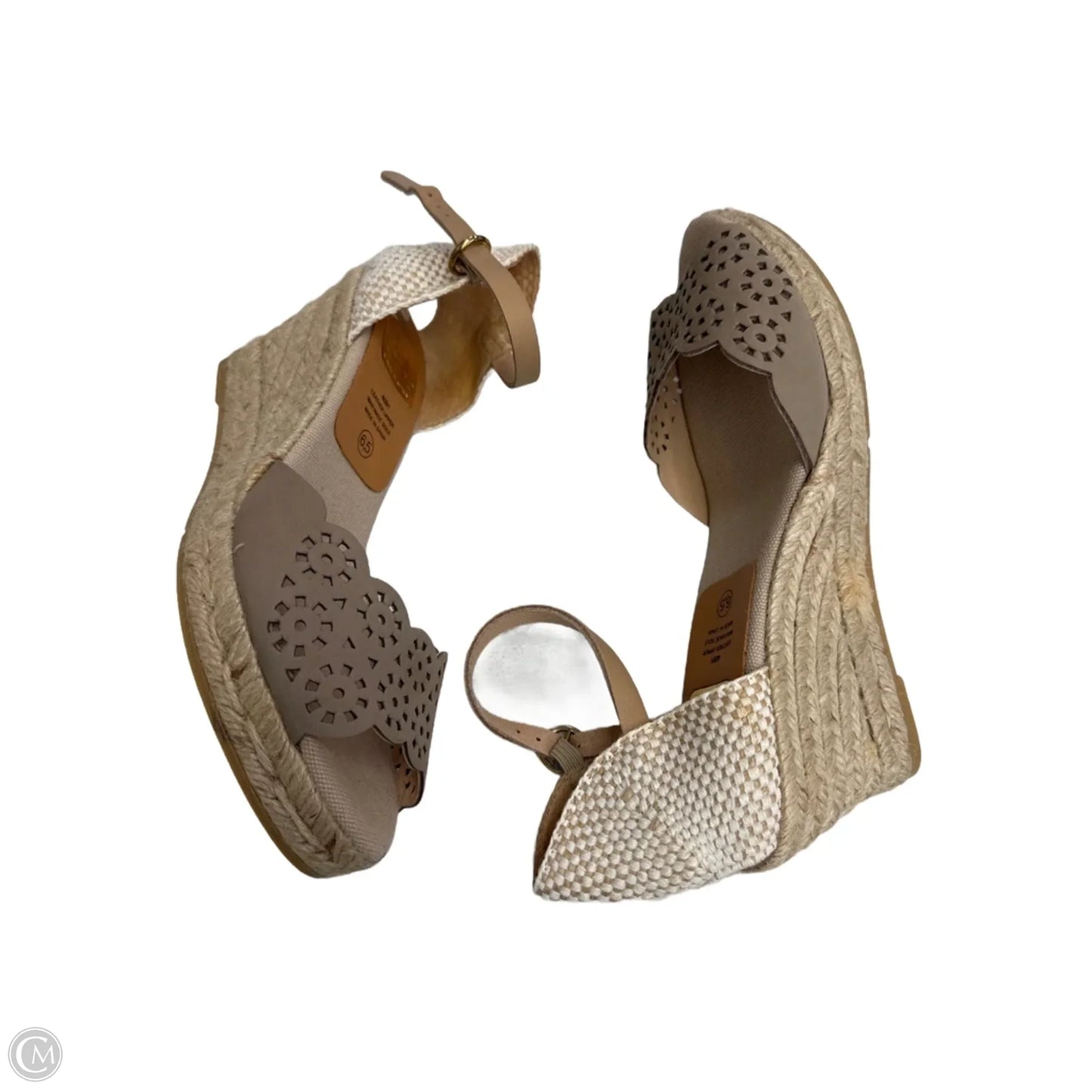 Sandals Heels Wedge By Clothes Mentor In Taupe, Size: 6.5