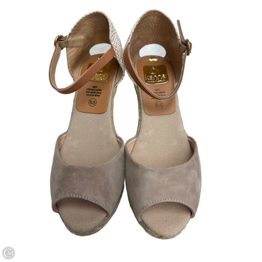 Sandals Heels Wedge By Clothes Mentor In Taupe, Size: 6.5