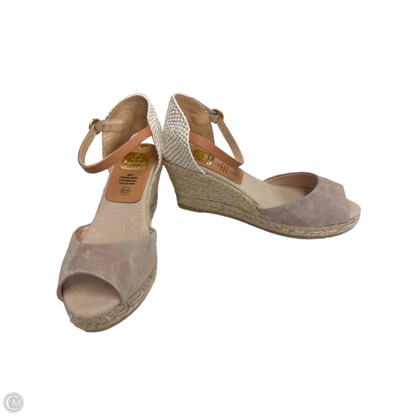 Sandals Heels Wedge By Clothes Mentor In Taupe, Size: 6.5