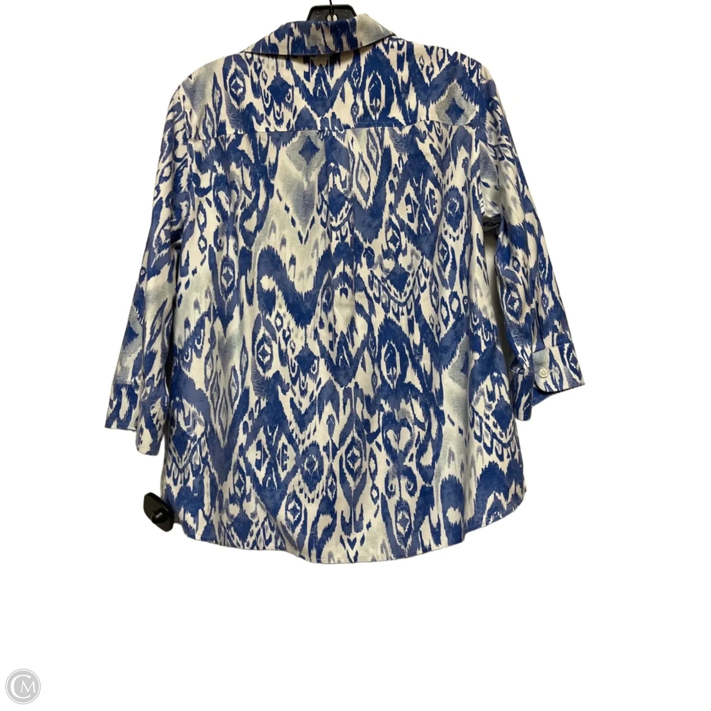 Top Long Sleeve By Chicos In Blue & White, Size: M