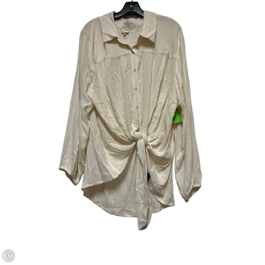 Top Long Sleeve By Pleione In Cream, Size: Xl