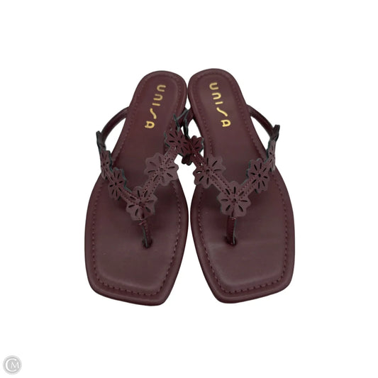 Sandals Flip Flops By Unisa In Maroon, Size: 10