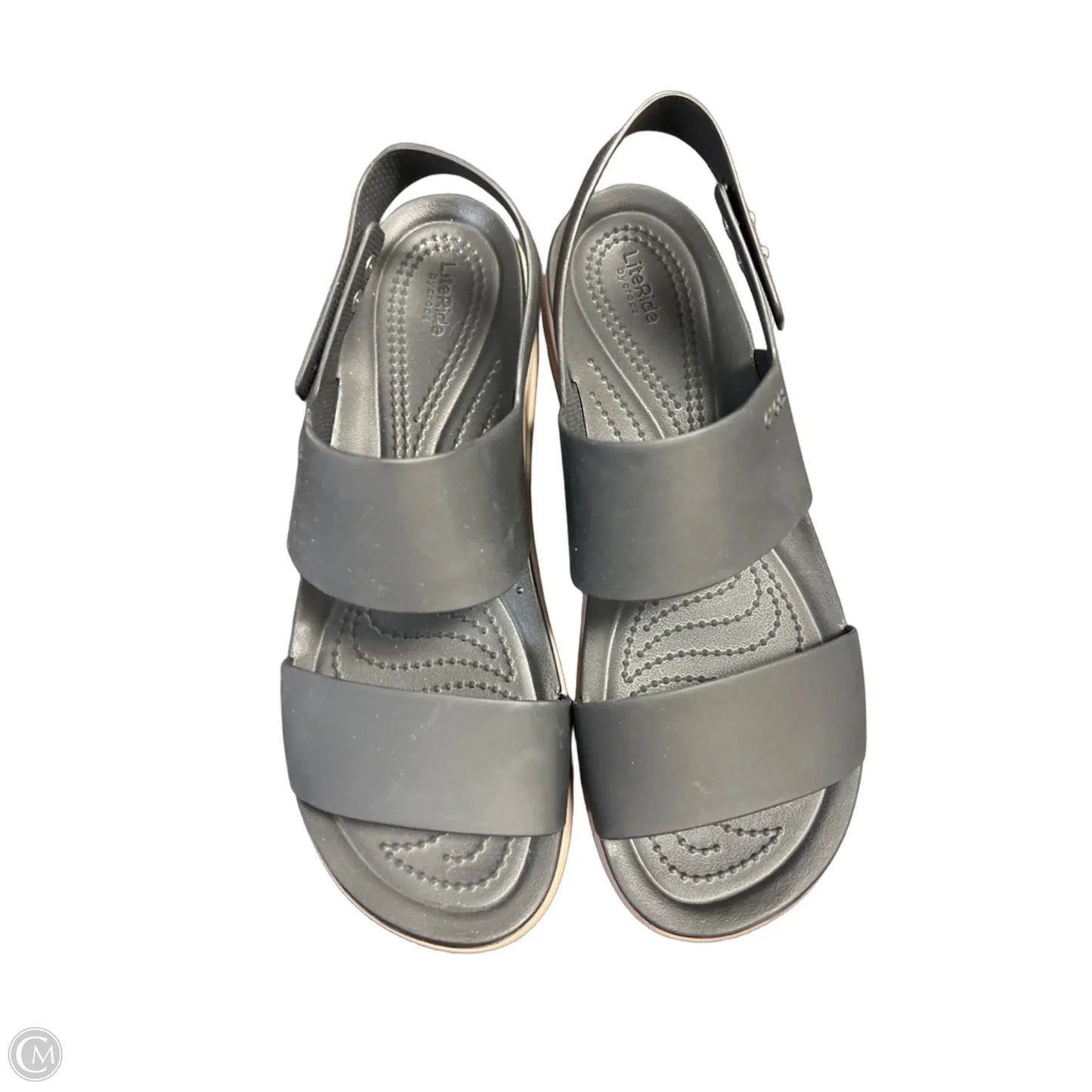 Sandals Flats By Crocs In Black & Tan, Size: 9