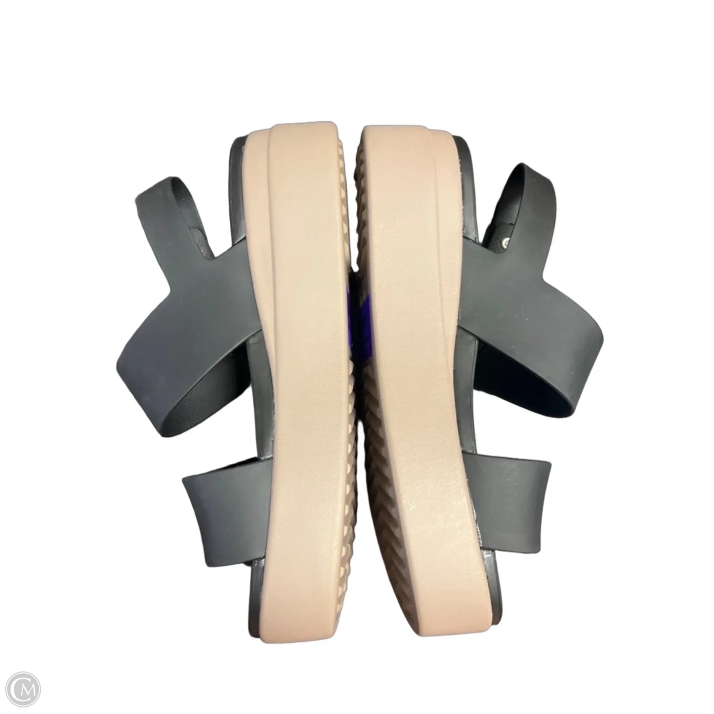Sandals Flats By Crocs In Black & Tan, Size: 9