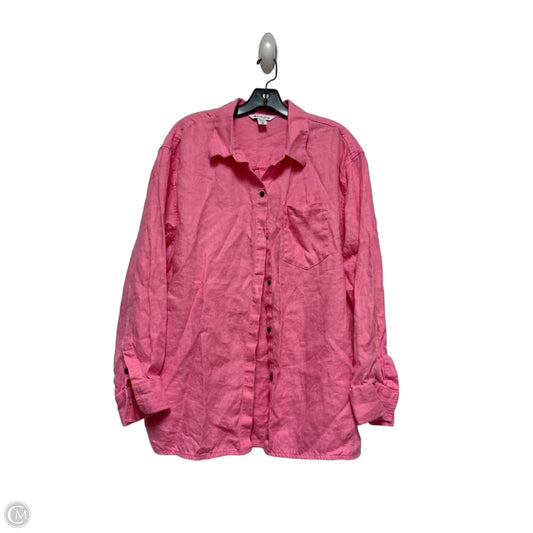 Athletic Top Long Sleeve Collar By Athleta In Pink, Size: Xl