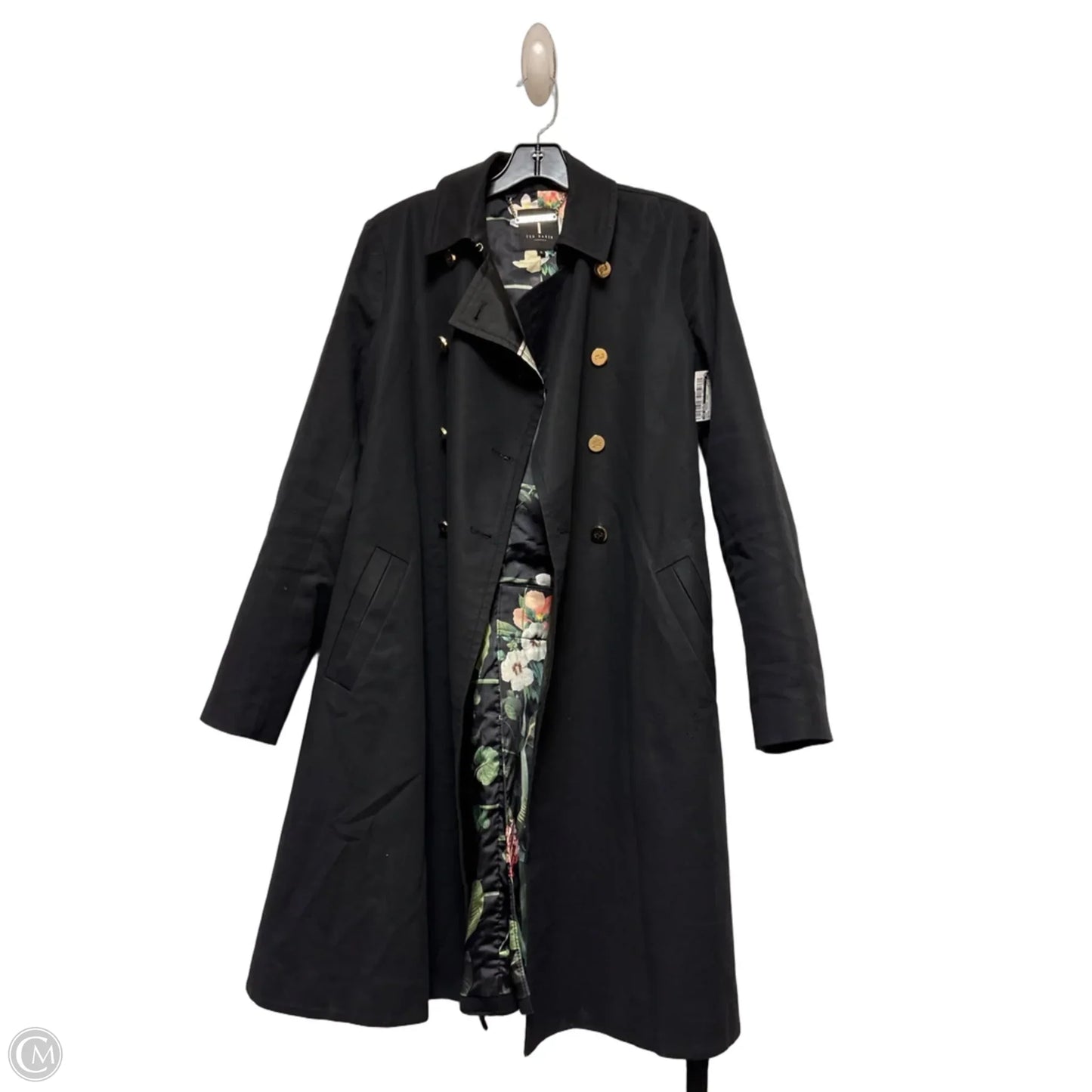 Coat Trench Coat By Ted Baker In Black, Size: M
