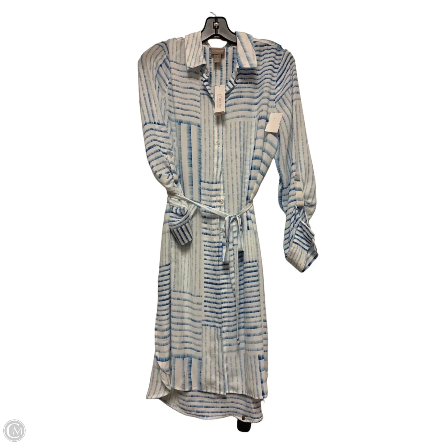 Dress Casual Short By Chicos In Blue & White, Size: M