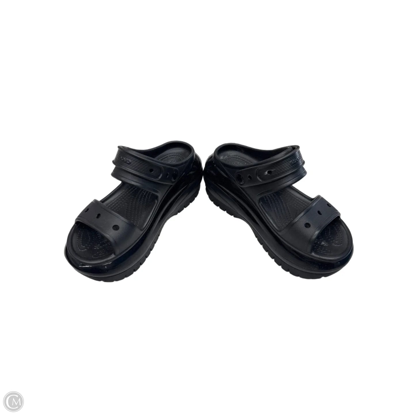 Sandals Flats By Crocs In Black, Size: 8
