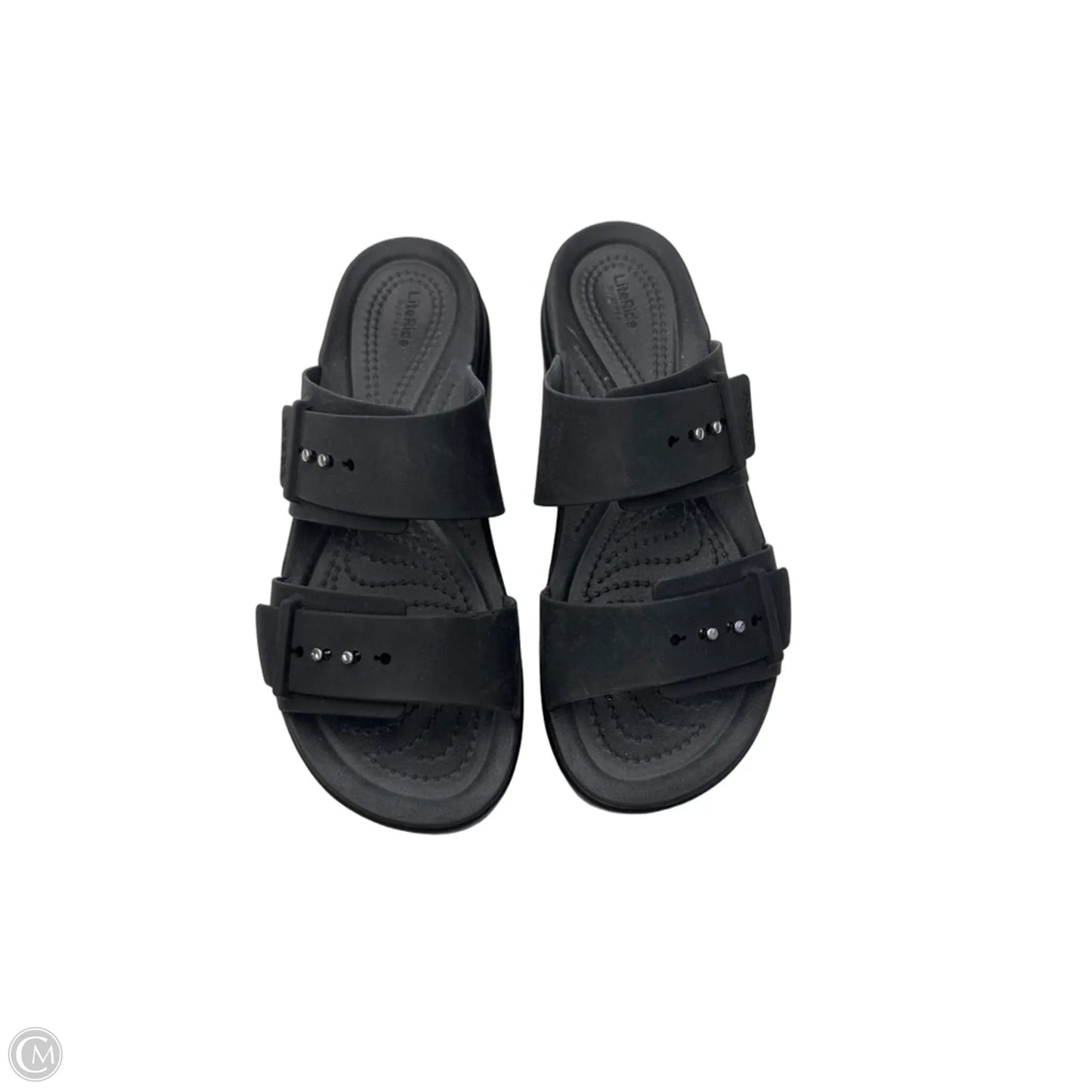 Sandals Heels Platform By Crocs In Black, Size: 7