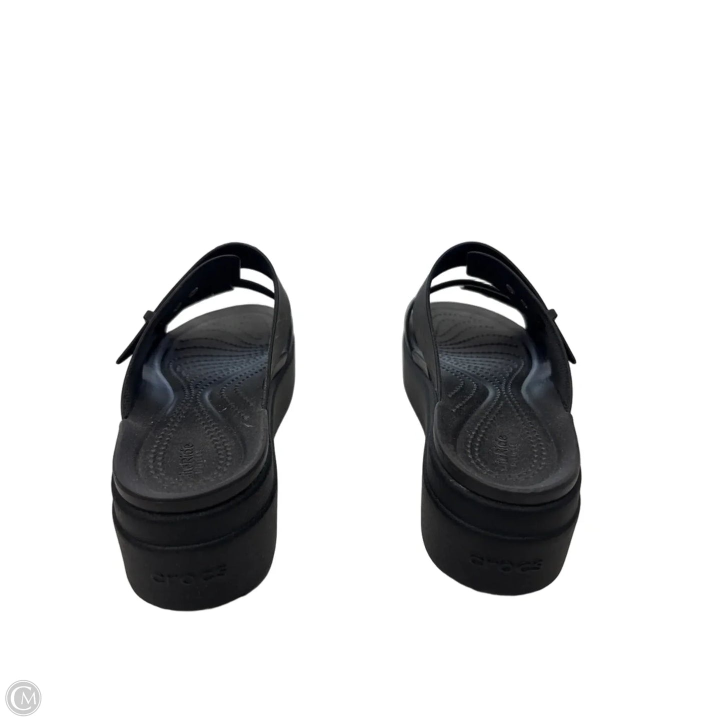 Sandals Heels Platform By Crocs In Black, Size: 7