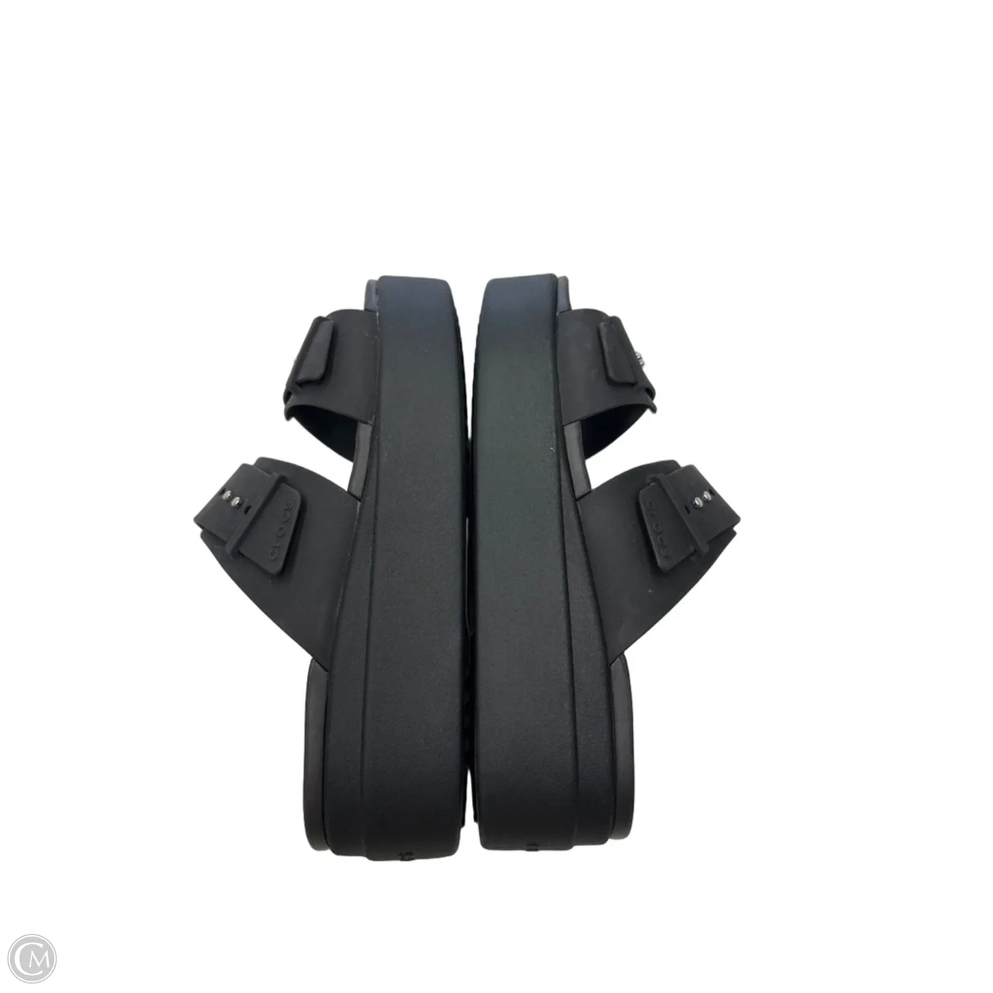 Sandals Heels Platform By Crocs In Black, Size: 7