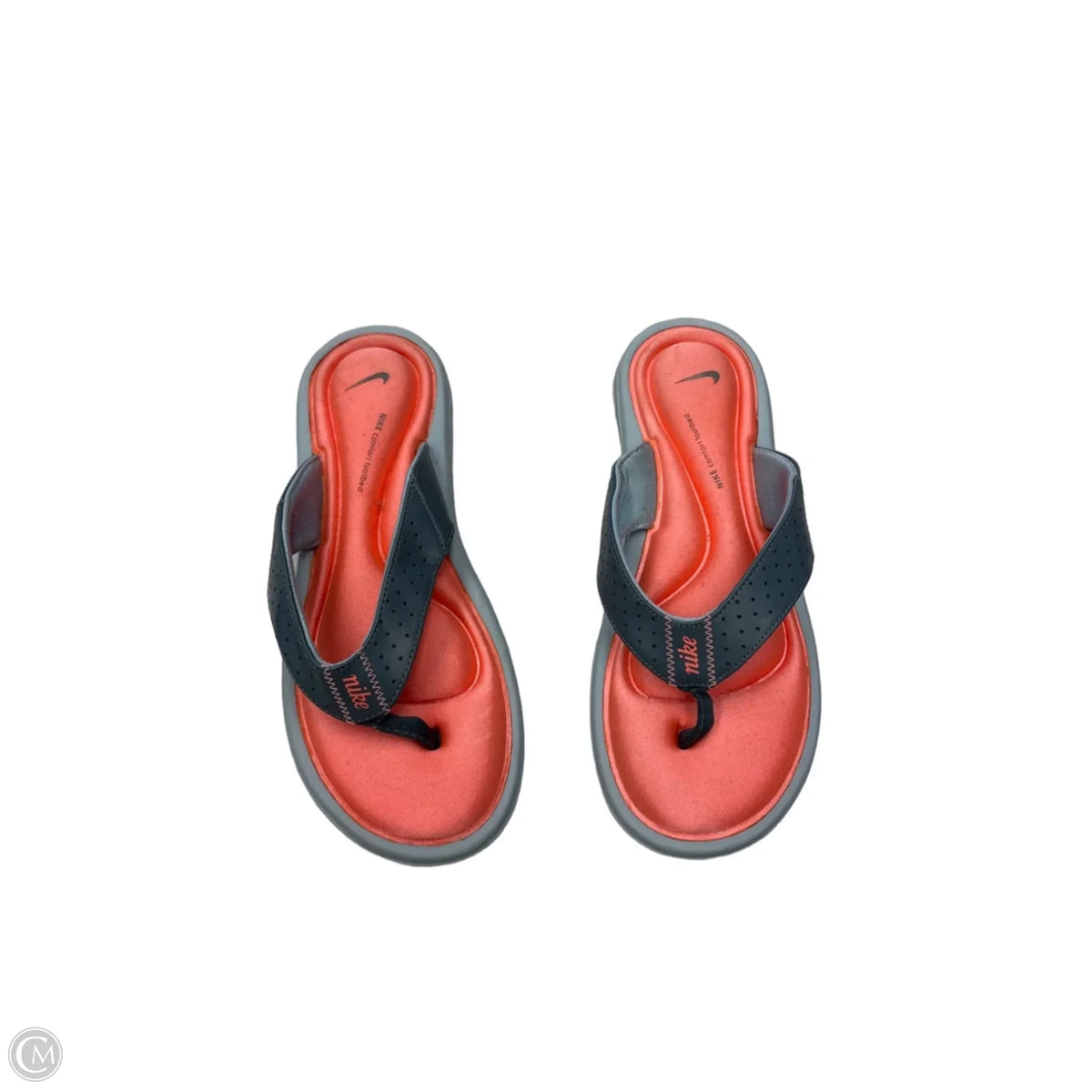 Sandals Flip Flops By Nike In Grey & Orange, Size: 8