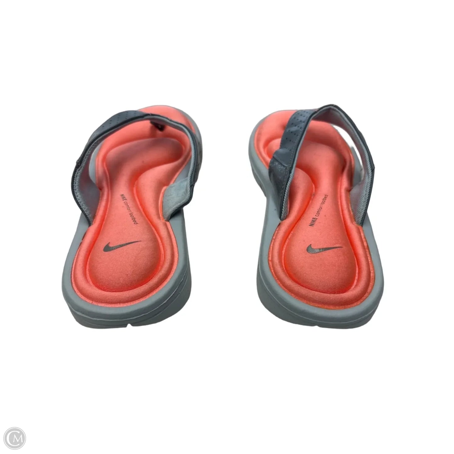 Sandals Flip Flops By Nike In Grey & Orange, Size: 8