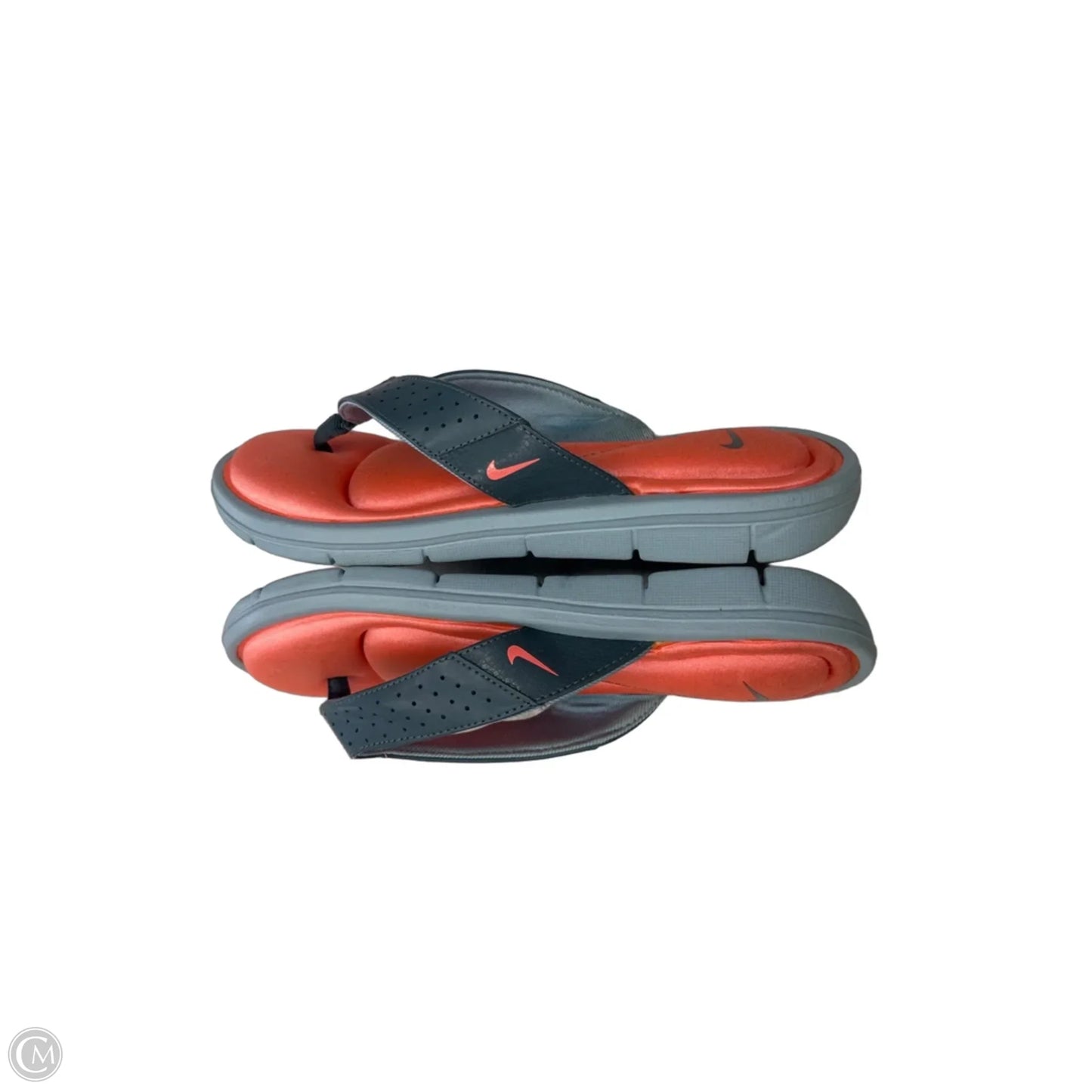 Sandals Flip Flops By Nike In Grey & Orange, Size: 8