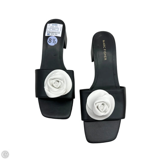 Sandals Heels Block By Marc Fisher In Black & White, Size: 8.5
