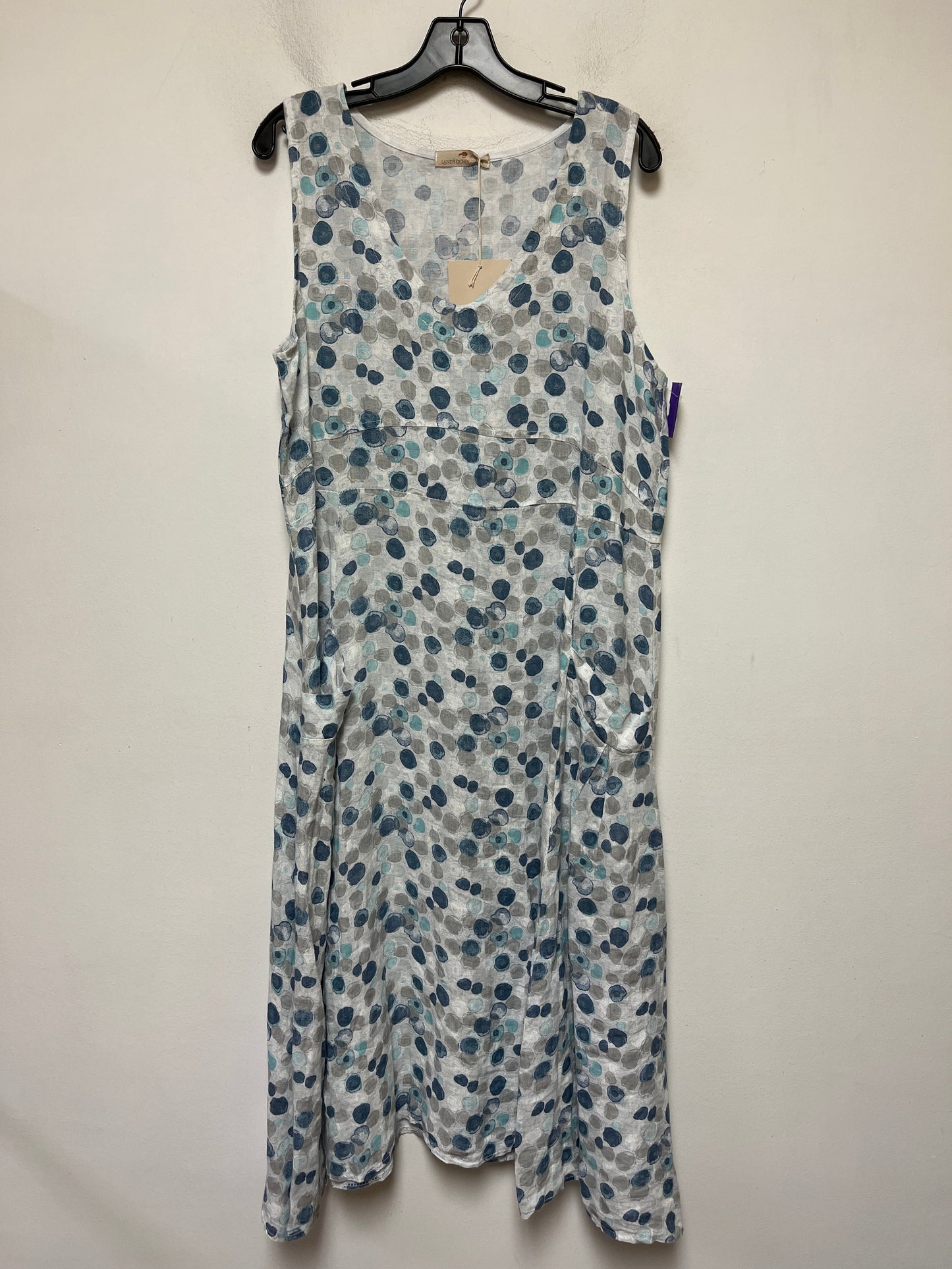 Blue & White Dress Casual Maxi Clothes Mentor, Size Xl
