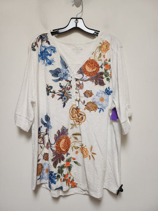 Floral Print Top Short Sleeve Chicos, Size Xxl