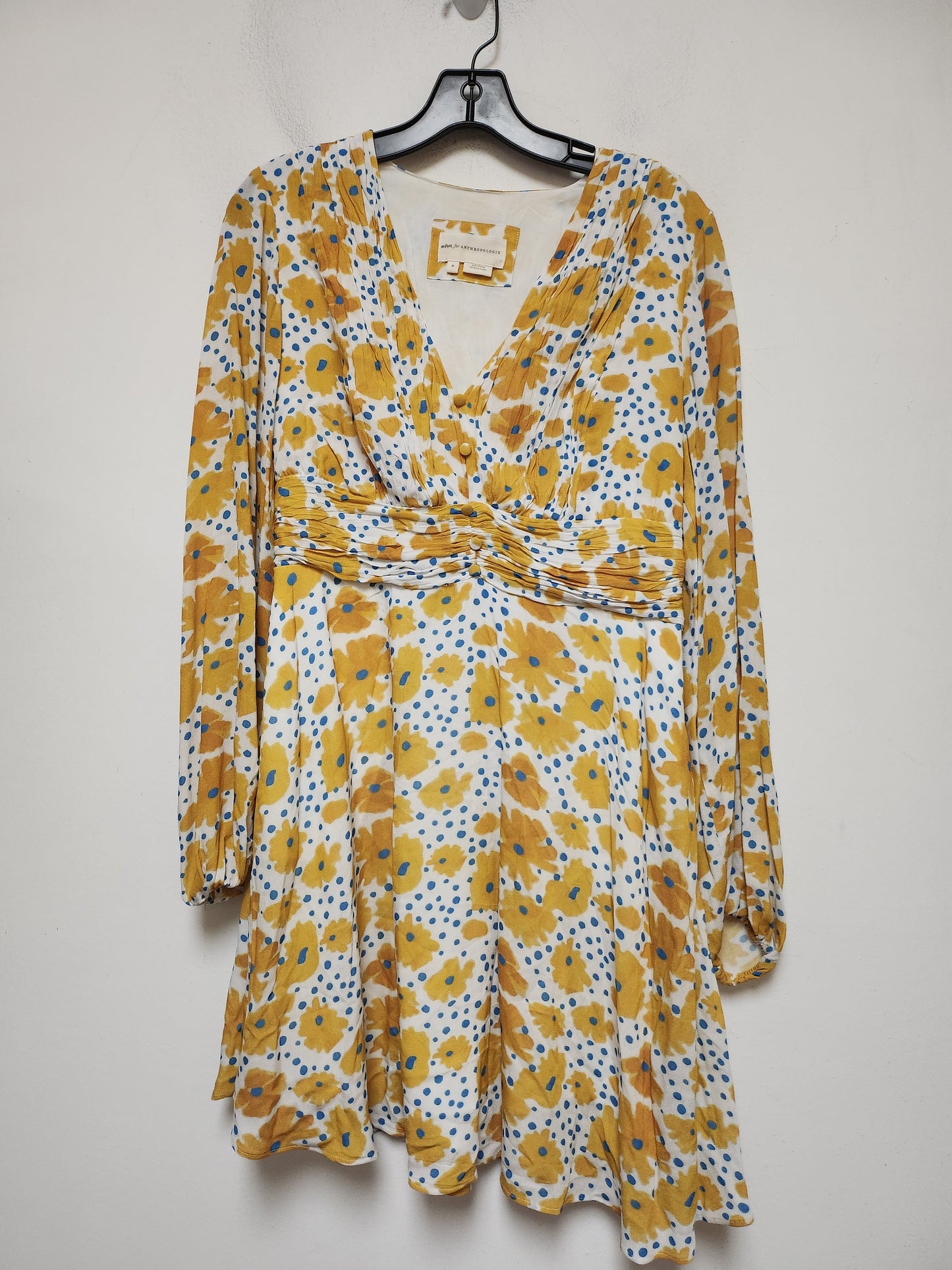 Dress Casual Short By Anthropologie In Blue & Yellow, Size: M