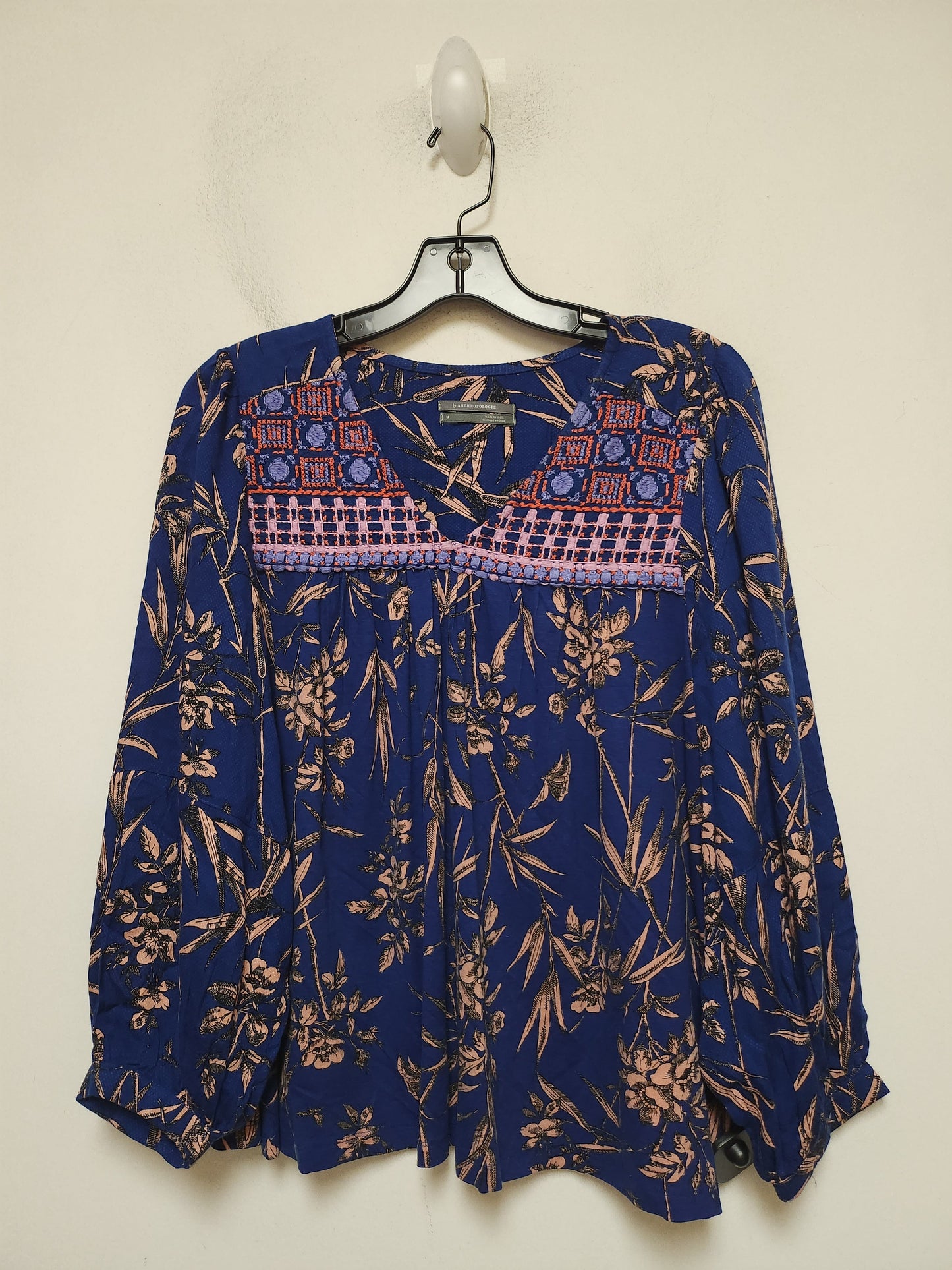 Top Long Sleeve By Anthropologie In Blue, Size: M