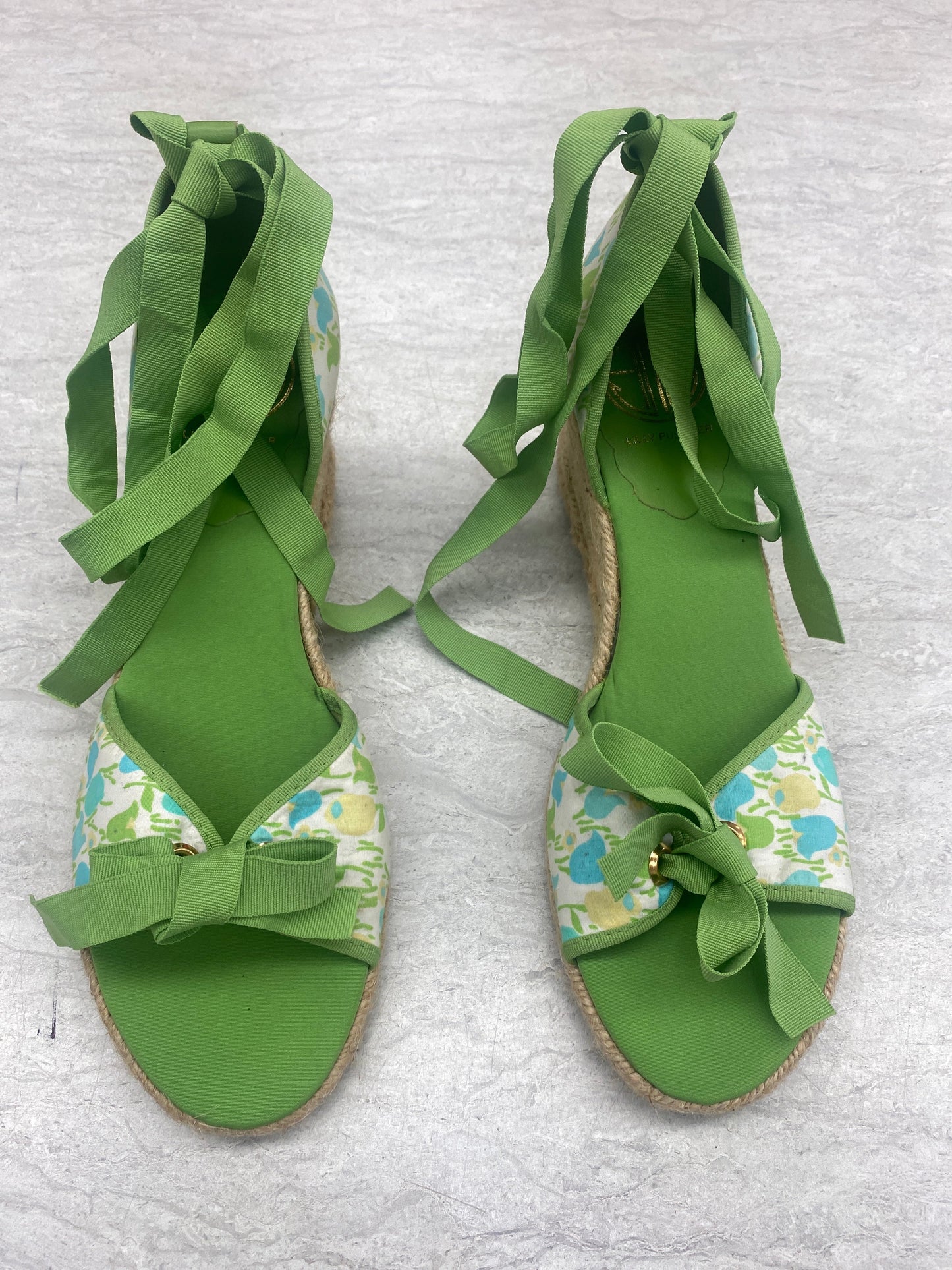 Green Shoes Heels Wedge Lilly Pulitzer, Size 7.5