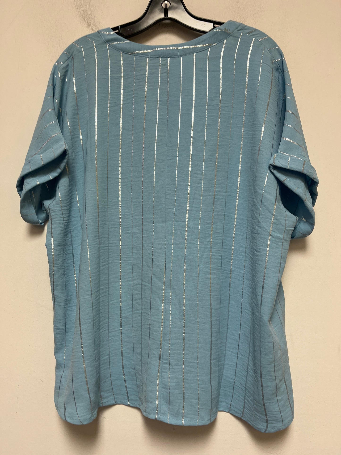 Striped Pattern Top Short Sleeve Notations, Size 1x