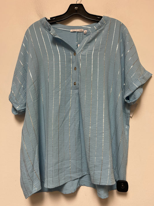 Striped Pattern Top Short Sleeve Notations, Size 1x