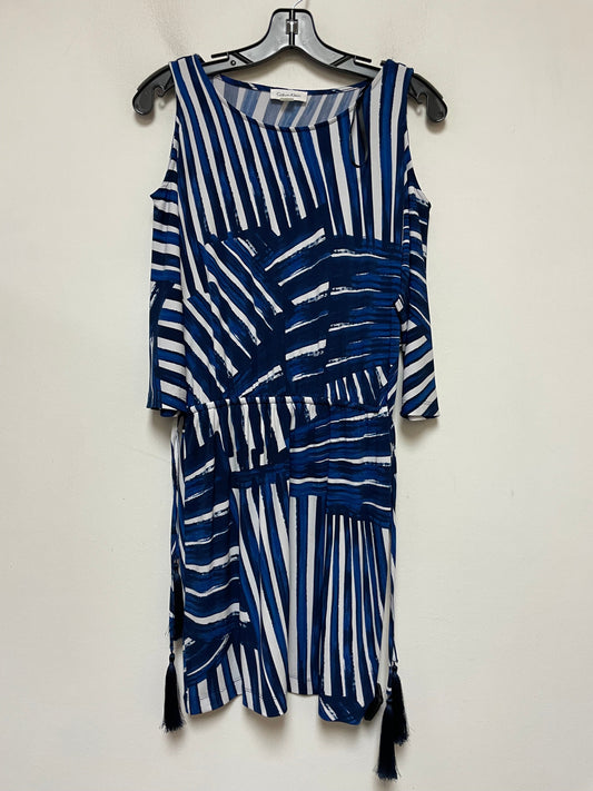 Dress Casual Short By Calvin Klein In Blue & White, Size: M