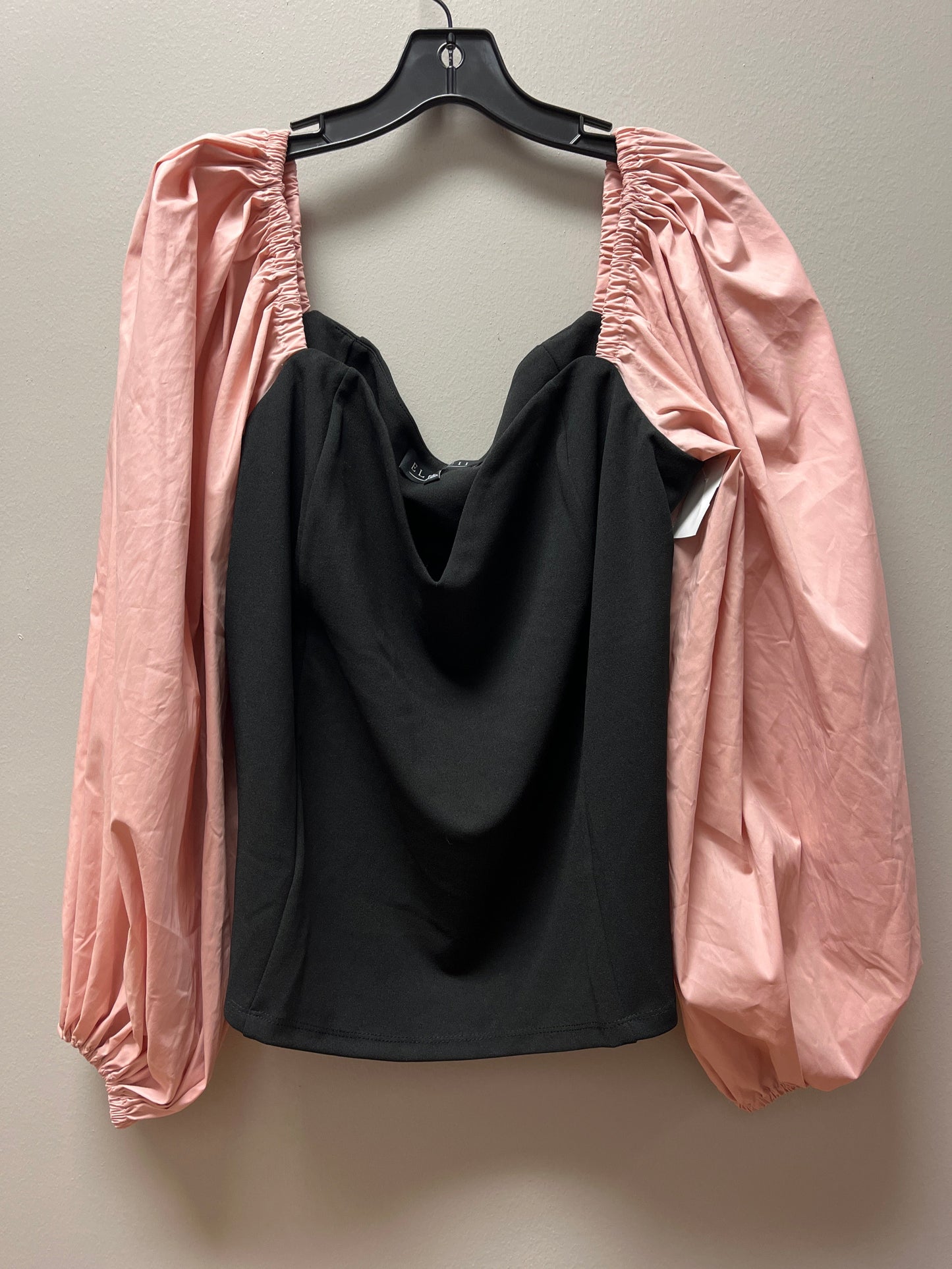 Top Long Sleeve By Eloquii In Black & Pink, Size: 2x