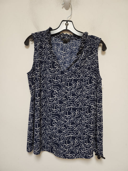 Top Sleeveless By Halogen In Blue & White, Size: M