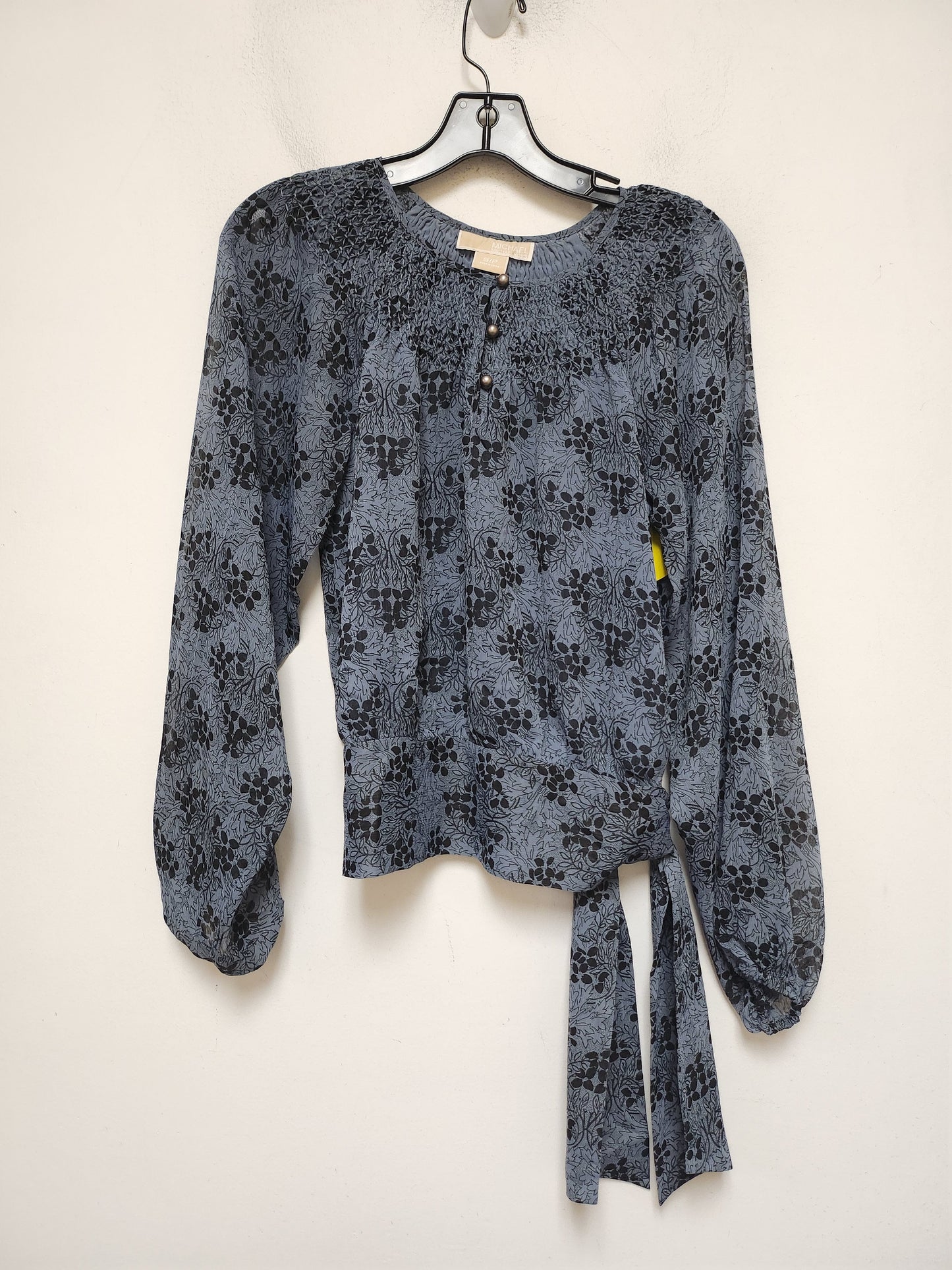 Top Long Sleeve By Michael By Michael Kors In Black & Blue, Size: S