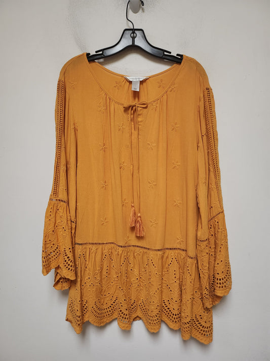 Top Long Sleeve By Christopher And Banks In Yellow, Size: L