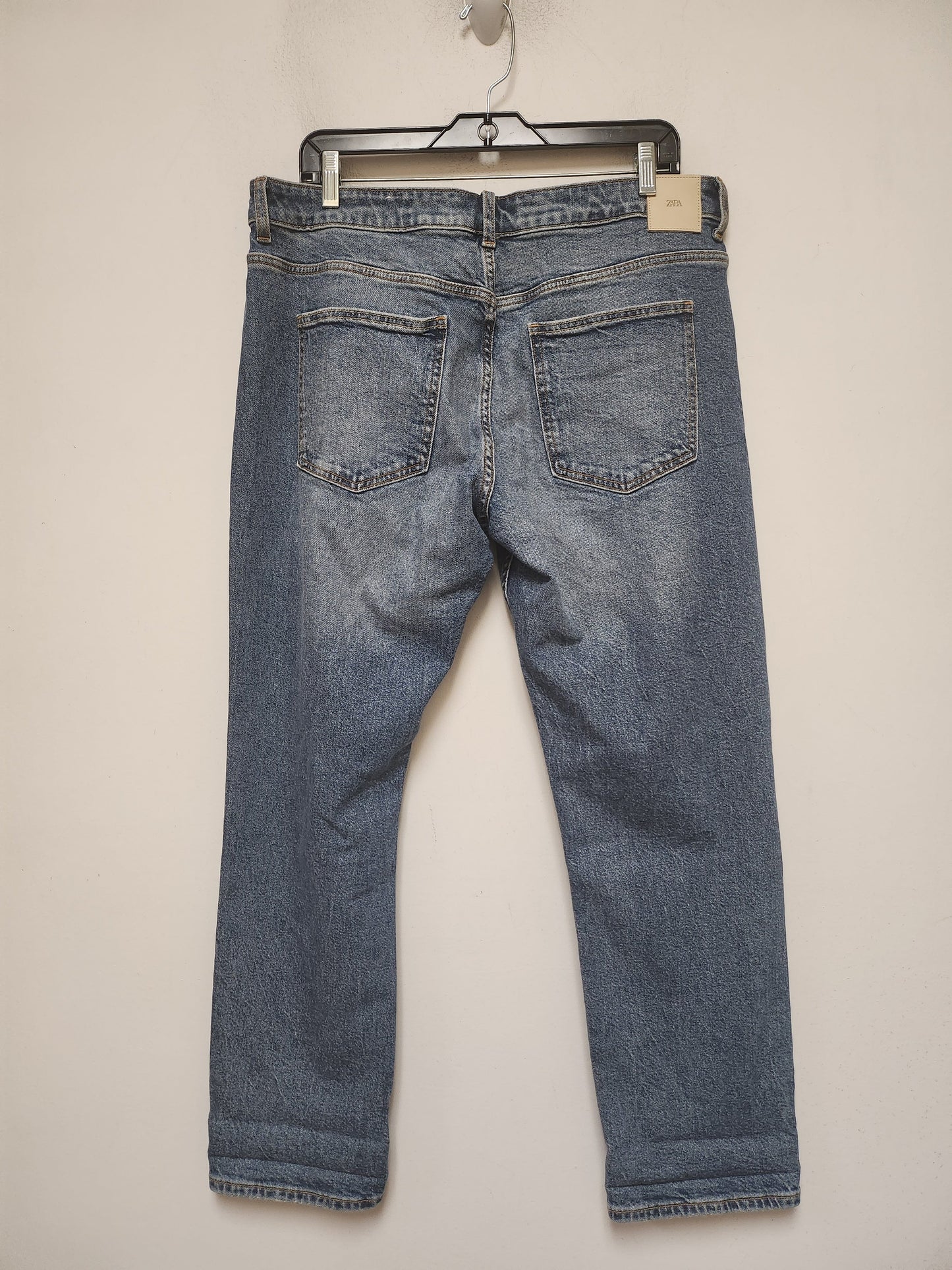 Jeans Straight By Zara In Blue Denim, Size: 12