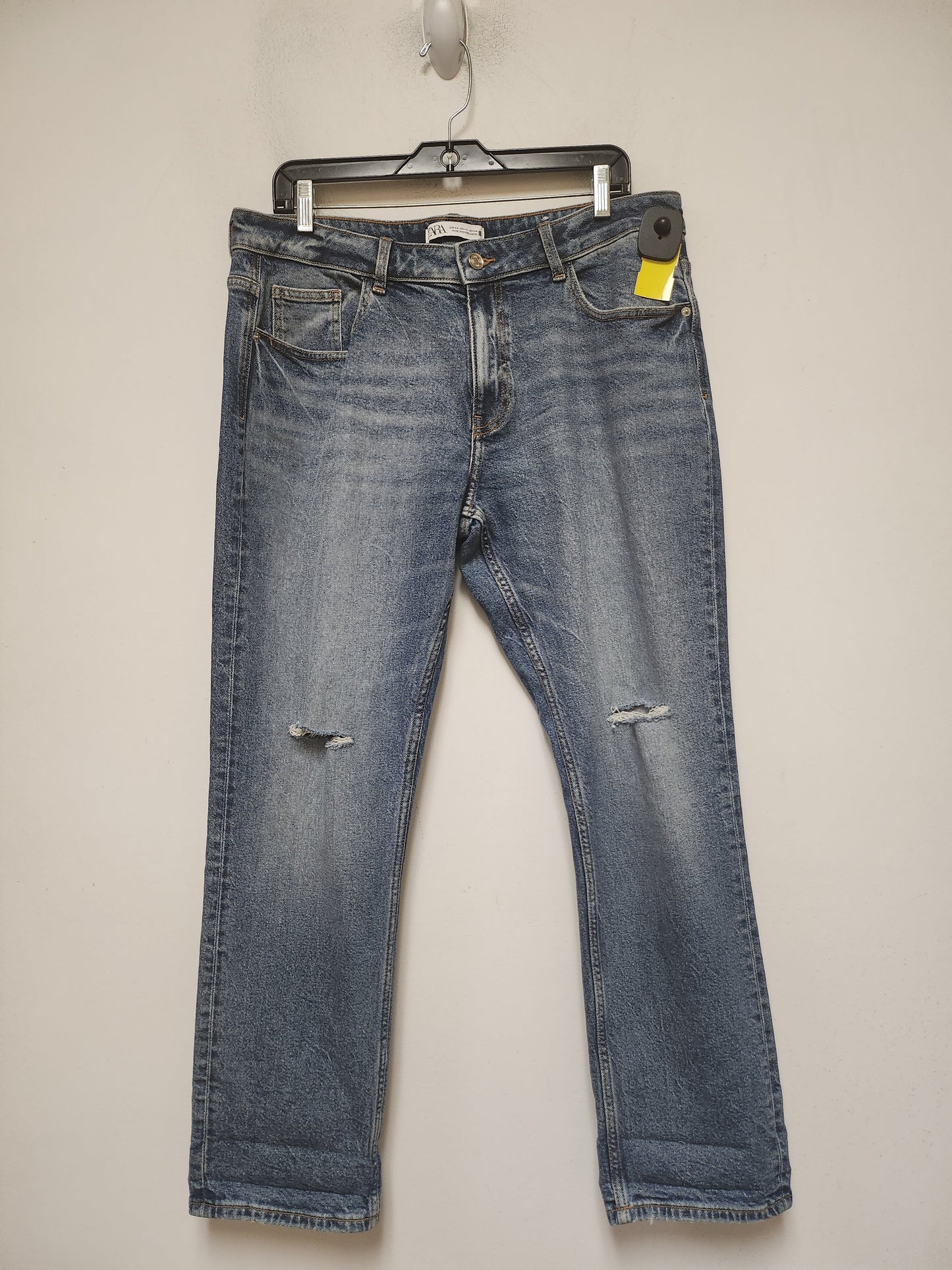 Jeans Straight By Zara In Blue Denim, Size: 12