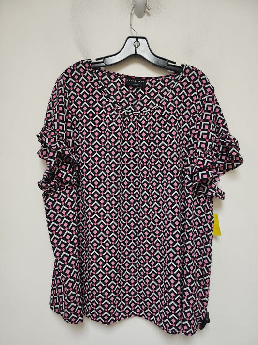 Top Short Sleeve By Lane Bryant In Black & Pink, Size: 2x