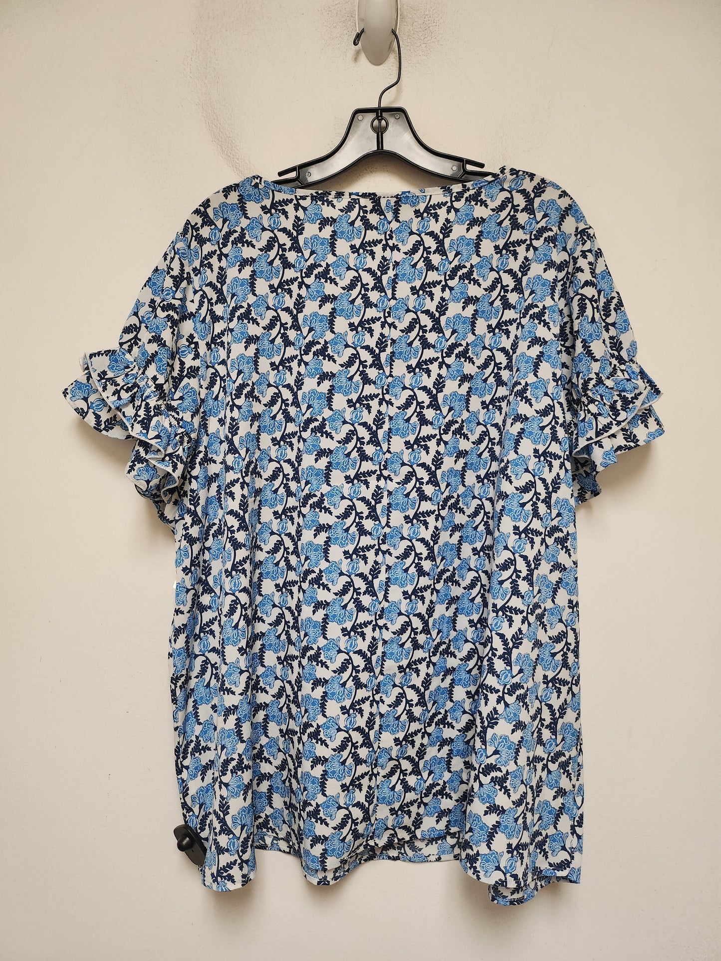 Top Short Sleeve By Lane Bryant In Blue & White, Size: 2x