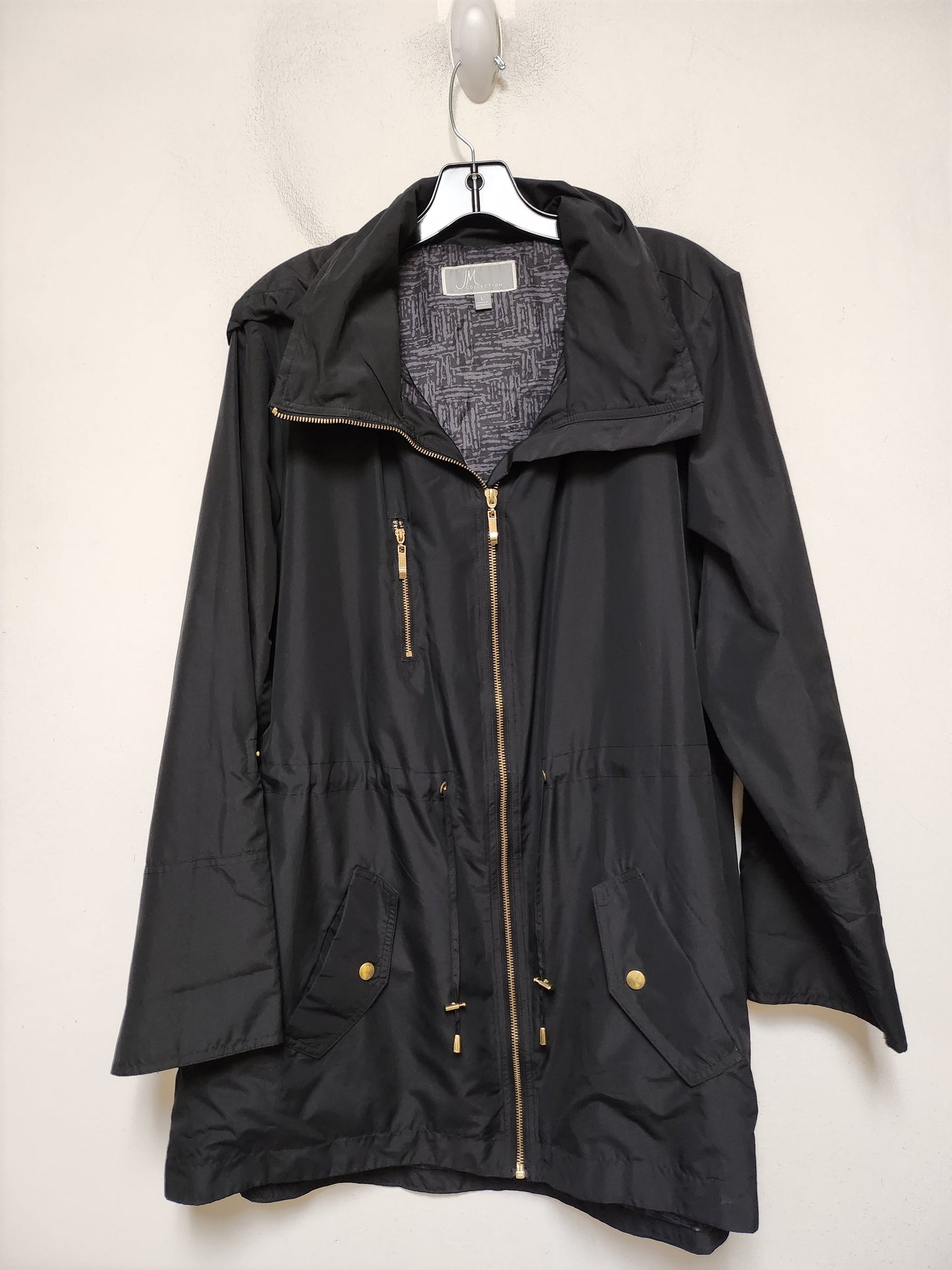 Jacket Windbreaker By Jm Collections In Black, Size: L