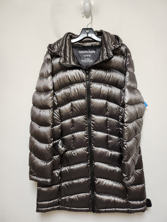 Jacket Puffer & Quilted By Calvin Klein In Silver, Size: Xl