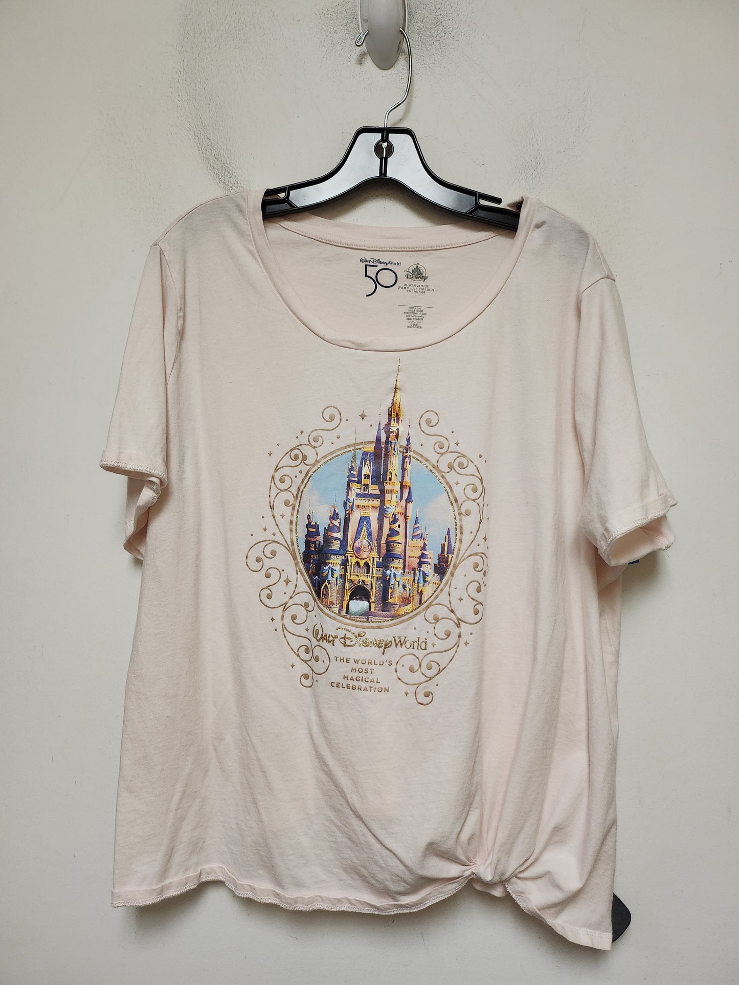 Top Short Sleeve Basic By Walt Disney In Pink, Size: 2x