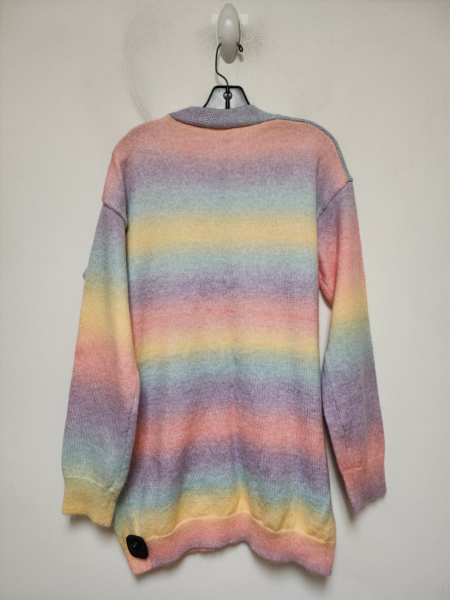 Sweater Cardigan By Clothes Mentor In Rainbow Print, Size: M