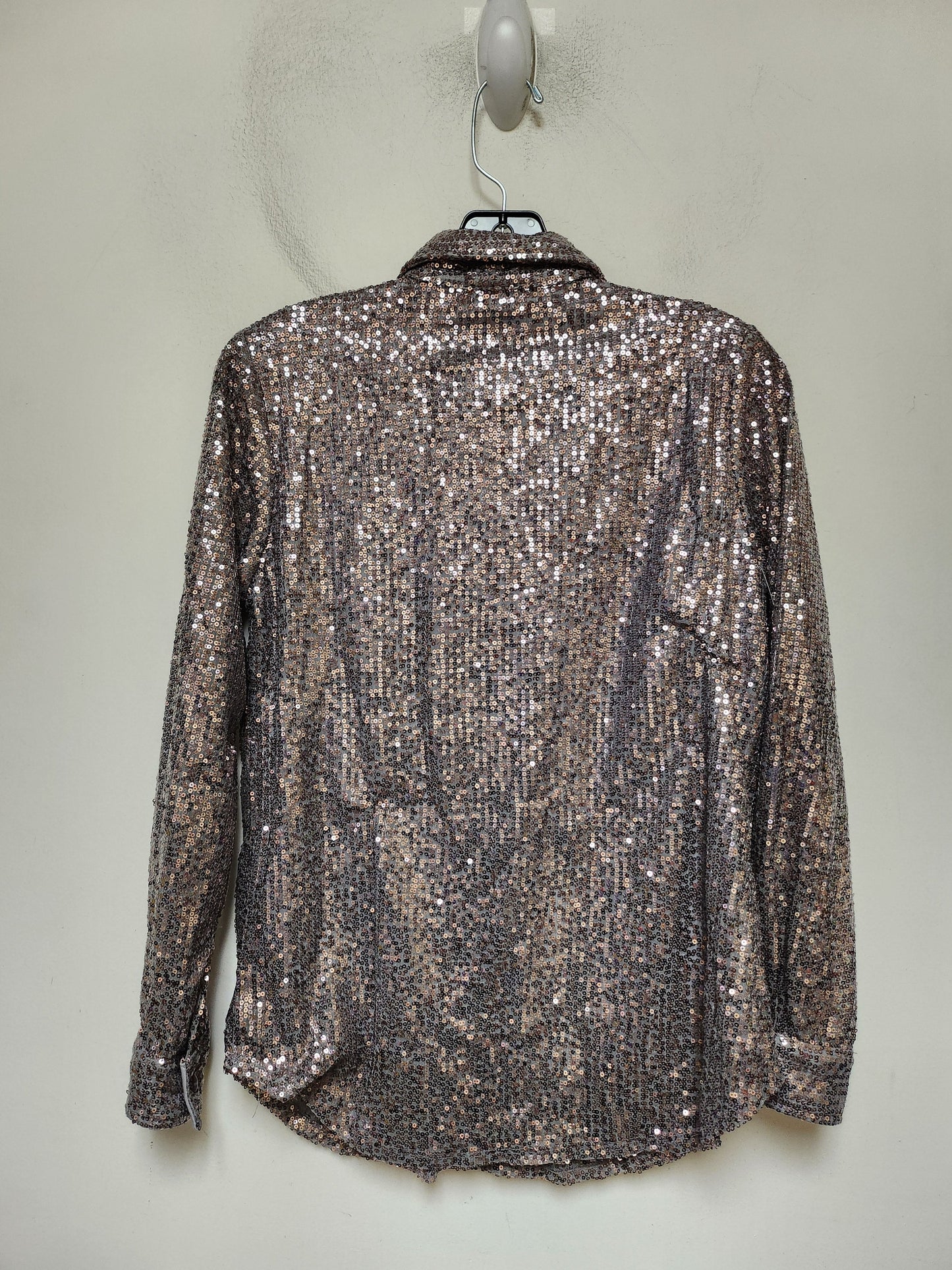 Top Long Sleeve By Ny Collection In Silver, Size: S