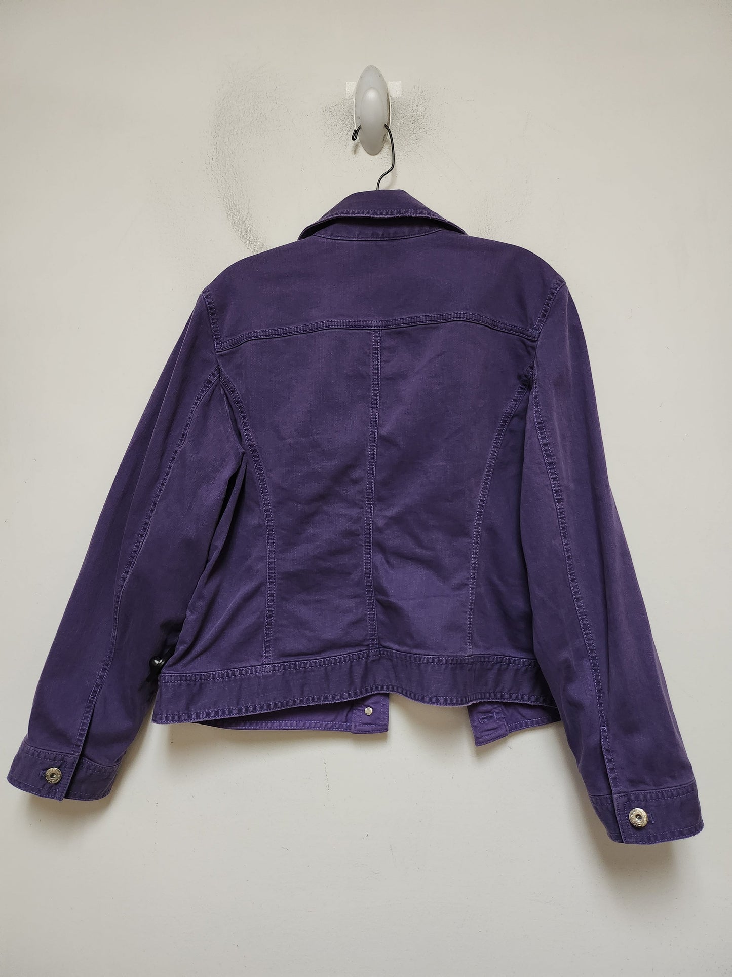 Jacket Denim By Chicos In Purple Denim, Size: L