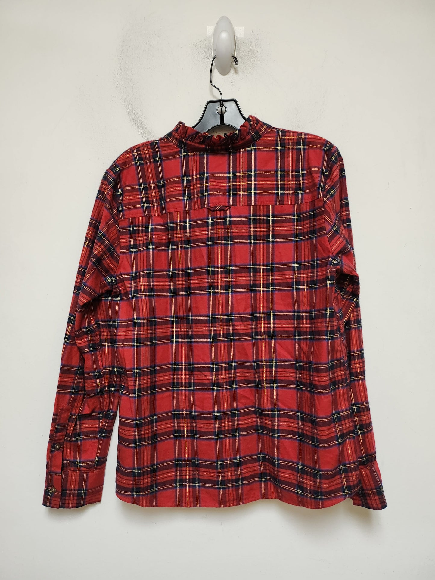 Top Long Sleeve By Brooks Brothers In Plaid Pattern, Size: M