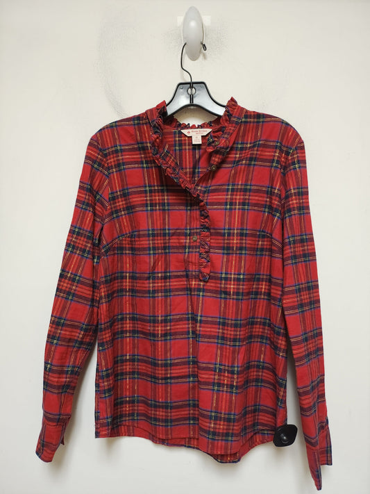 Top Long Sleeve By Brooks Brothers In Plaid Pattern, Size: M