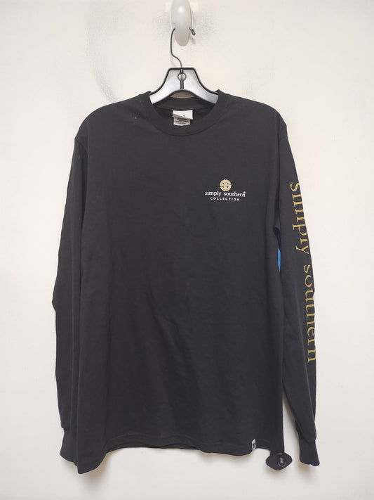 Top Long Sleeve Basic By Simply Southern In Black & Gold, Size: M