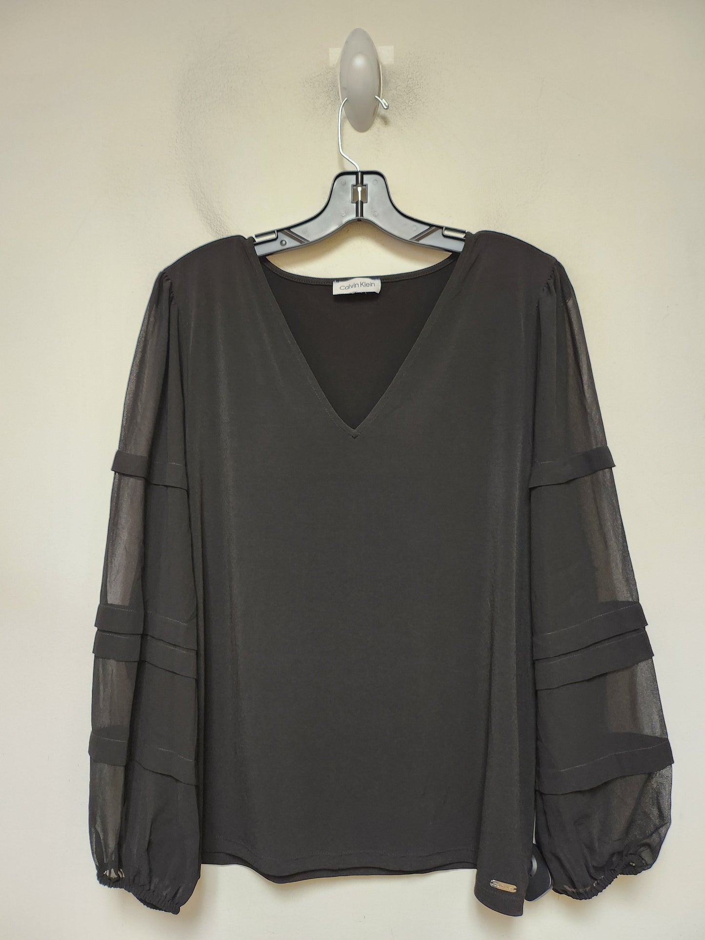 Top Long Sleeve By Calvin Klein In Black, Size: L