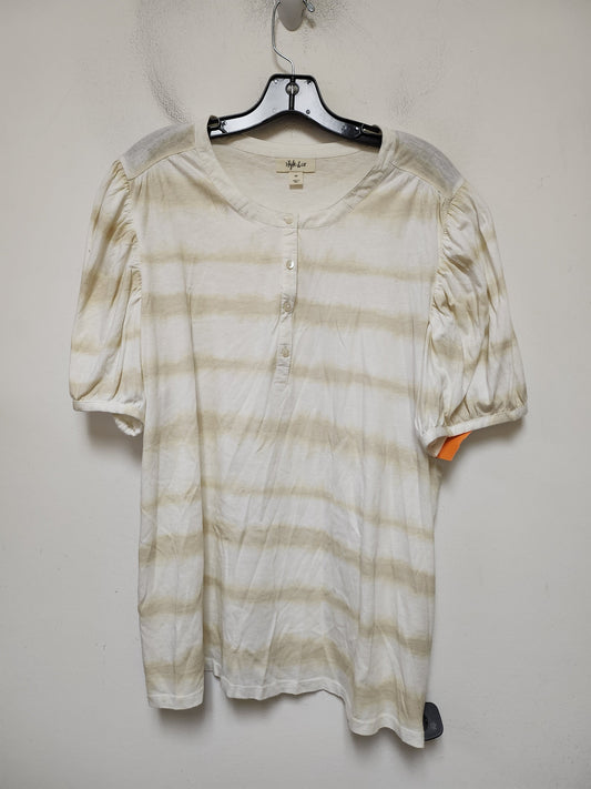 Top Short Sleeve By Style And Company In White & Yellow, Size: 3x