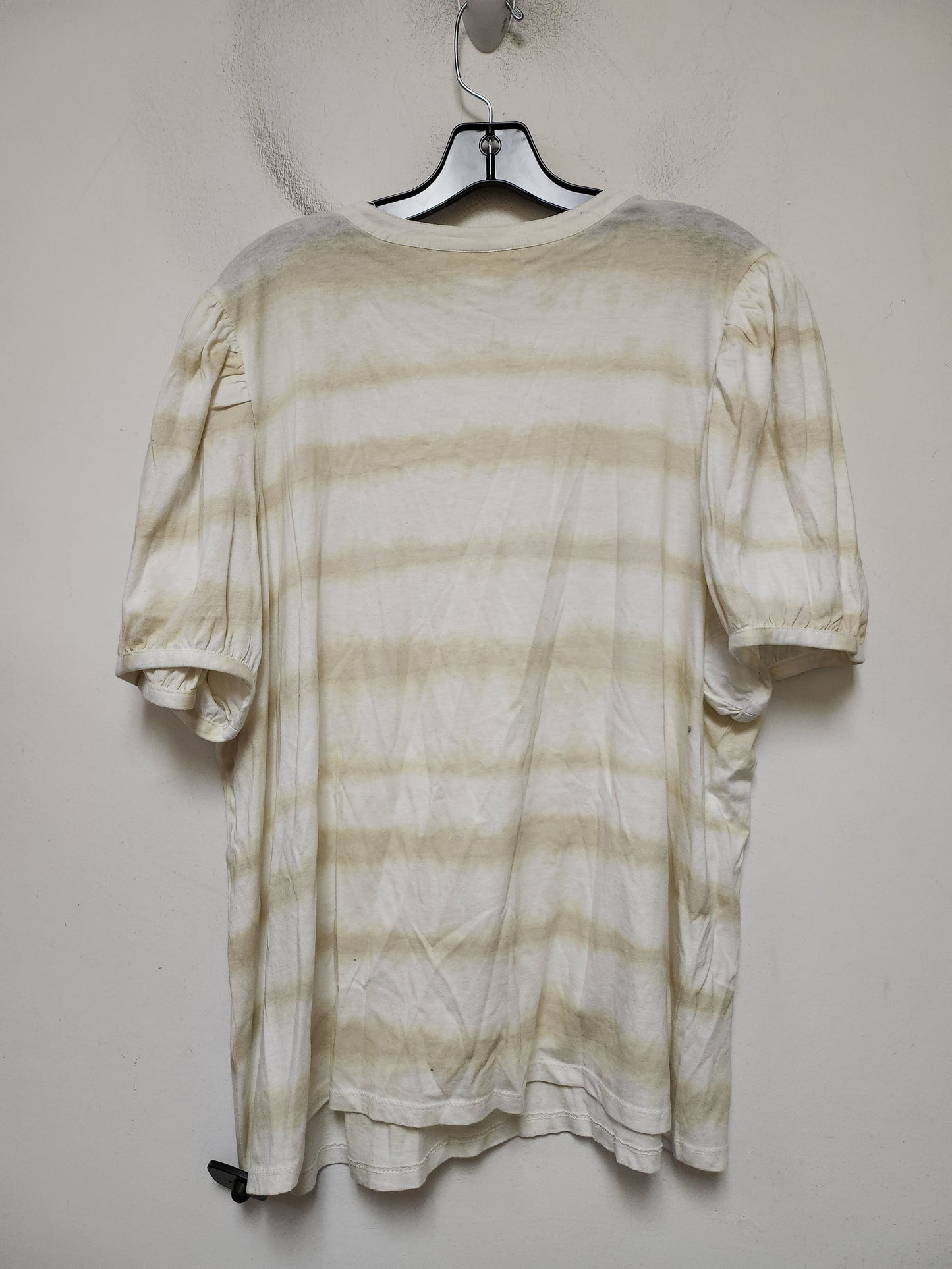 Top Short Sleeve By Style And Company In White & Yellow, Size: 3x